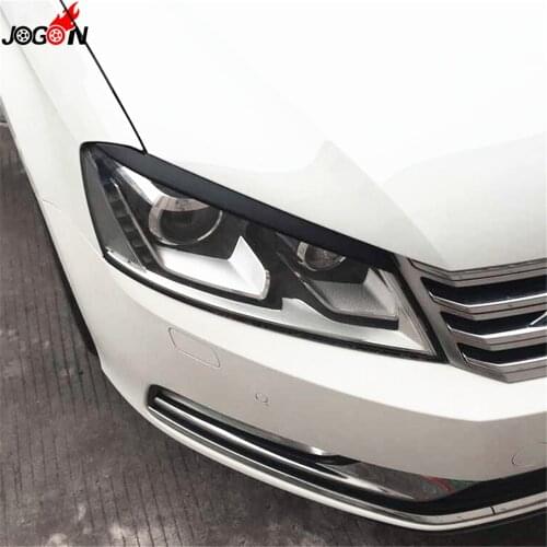 Gloss Black Front Headlight Head Light Lamp Cover Eyelid Eyelids Eyebrow Trim Sticker For Volkswagen VW Passat B7 2010-2014