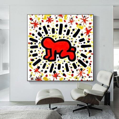 Graffiti Street Banksy Abstract Red Man Art Canvas Painting Posters and Prints DR. Love Wall Picture for Modern Home Room Decor