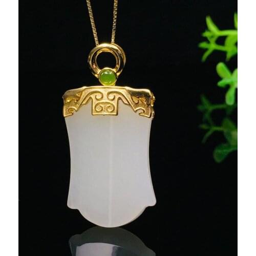 Boutique Jewelry 925 Silver Hetian Jade Pendant Retro Atmosphere Ping An Brand Necklace, Designed for Women