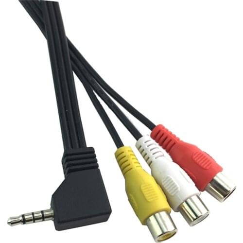 3 RCA Female to 3.5mm 4 pole Male Cable 90 Degree 3.5mm 4 pole Male To 3 RCA Female A/V video Cable Adapter For HDTV DVD 0.2m