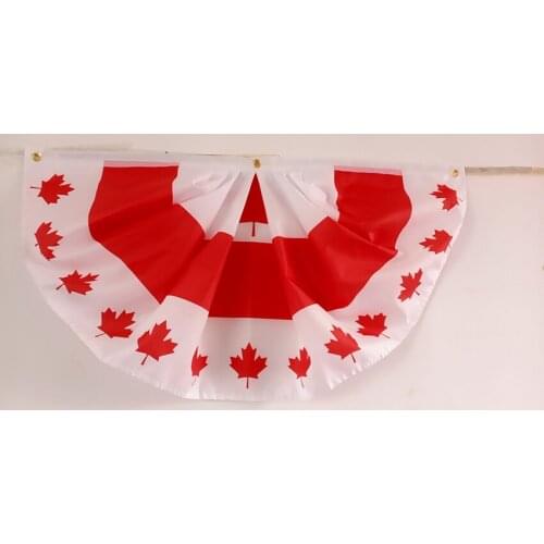 Canada Canadian Pleated Fan Flag Patriotic Bunting Brass Grommets Outdoor Decoration Gift Double Stitched Wholesales