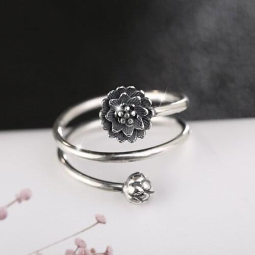 Jewelry Кольца Для Женщин Women 3-row Multi-layer Lotus Flower Ring Vintage Namaste Yoga Fine Jewelry Gifts Кольца 2021 Тренд