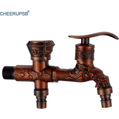 Retro Brass Bathroom Bibcock Wall Mount Outdoor Decorative Taps Washing Machine Mop Faucet Antique Copper WC Garden Torneiras