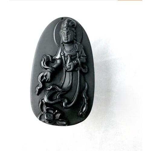 Hot-selling natural high-quality Black Obsidian Guanyin Bodhisattva pendant pendant fashion boutique jewelry men and women money
