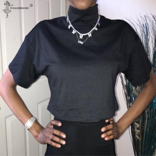 Iced Out Fashion Six Butterfly Choker Pendant Necklace Golden Silver Color With 4MM Tennis Chain Hip Hop Jewelry For Men Women