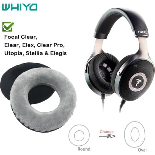 Whiyo DIY Soft Velvet Replacement EarPads for Focal Clear Elear Elex Clear Pro Utopia Stellia Elegis Cushion Cover Ear Pads