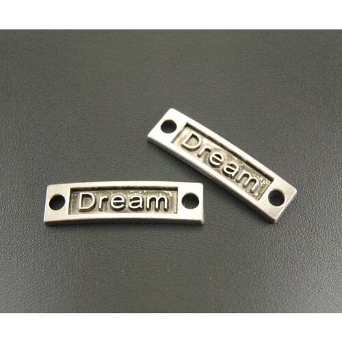 5pcs Silver Color Letter Dream Connector Inspiration Charms Bracelet Necklace Jewelry Making Handmade DIY A591
