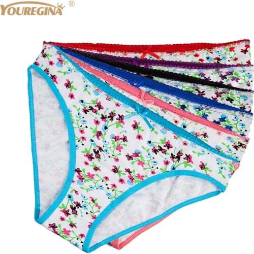 Womens Under Wear Panties Sexy Lace Seamless Print Cotton Briefs Woman Underwear Underpants Lingerie 6 pcs/lot