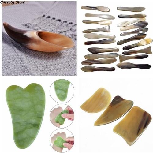 New 1pc Natural Buffalo Horn No Stress Guasha Massage Tool Acupuncture SPA Therapy Gua Sha Massager Scraping Board Health Care