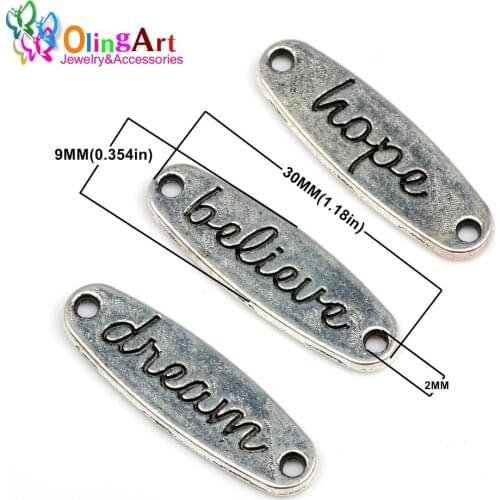 OlingArt 30*9MM 6pcs/lot DIY Zinc Alloy Pendant Lead free Tibetan Silver Color Combinations of letters Shape Jewelry making