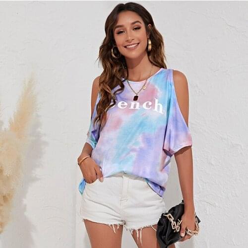Casual Women Print T-Shirt Summer O-Neck T-Shirts Batwing Short Sleeve Letter Shirt Loose Women Clothes Streetwear Ladies Tops