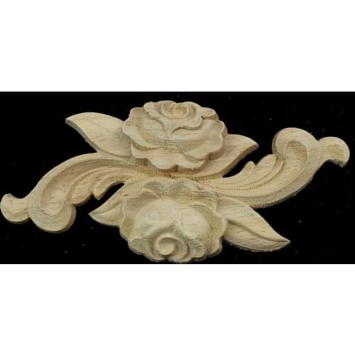 Retro Decorative Wood Appliques for Doors for Furniture Cabinet Unpainted Wooden Mouldings Decal Decorative Figurine