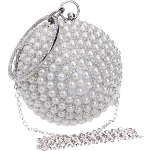 Luxury Crystal Evening Bag Handmade Style Rhinestones Pearl Women Evening Bags Fashion Satin Lady Party Wedding Clutches Purses