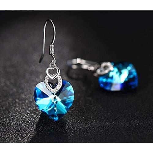 Hermosa Love Heart Shape Austrian Crystal Rainbow Crystal Dangle Earrings Mothers Day Gifts For Women Girls