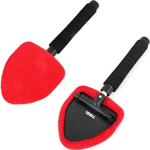 Rotatable Head Car Window Cleaner Brush Windshield Clean Wiper Microfiber Wiper Car Window Gap Cleaning Tool With Long Handle