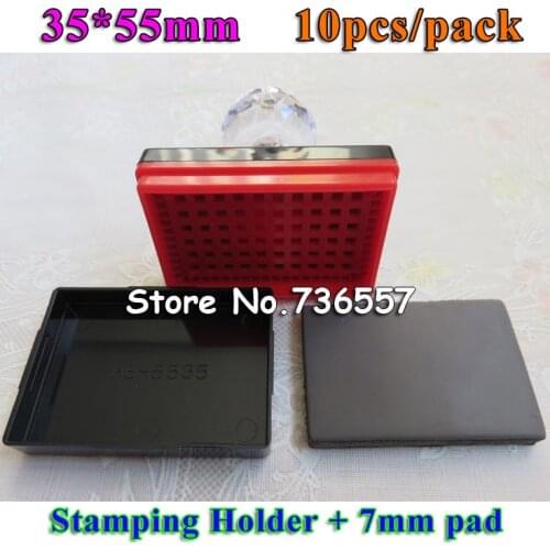 10 pcs Rectangle 35x55mm Flash Stamps for Photosensitive Portrait Selfinking Stamping Making Seal with Holder Rubber Pad