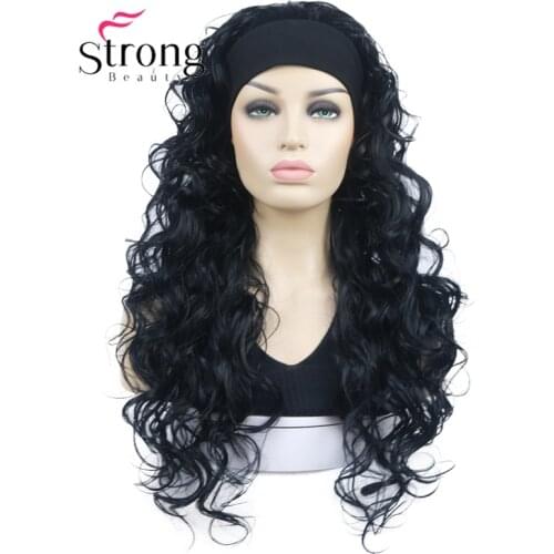 Long WavyBrow n Synthetic HeadBand Wig Ladies 3/4 Wigs With headband Women Full Wigs COLOUR CHOICES