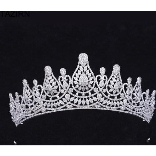 Brides Full Zircon Tiaras Princess Crowns Gold Crystal Rhinestone Hairbands Wedding Hair Accessories