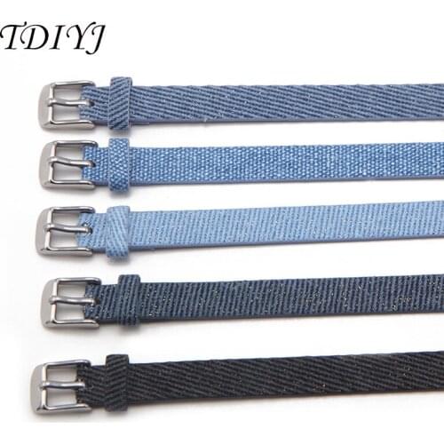 TDIYJ Keeper Summer Light Blue Black Denim Leather Bracelet DIY For Slide Keeper Charms Women Gift 12PCS
