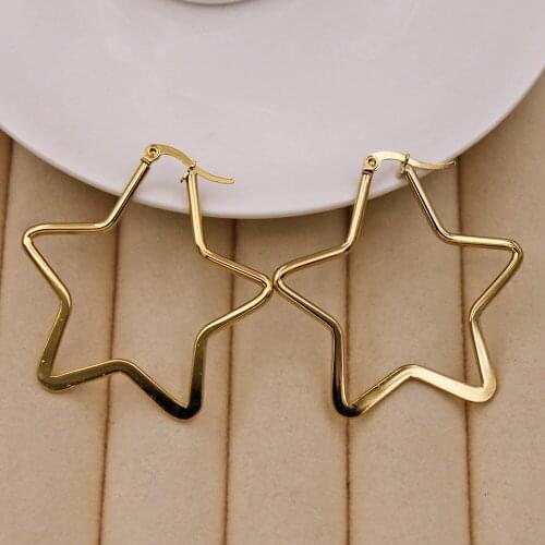 Trendy Earrings for Womens earring Gold Plate Gold Star Earring hoop Earrings Wedding Jewelry Gift Accessories