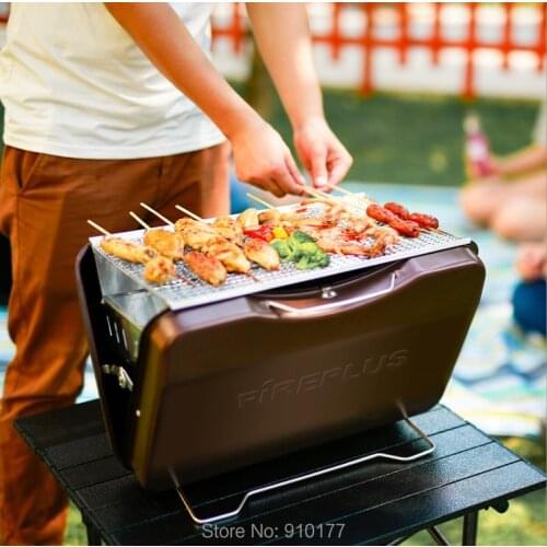 Outdoor folding portable bbq grill small household skewers oven stainless steel charcoal barbece grills picnic stove 134