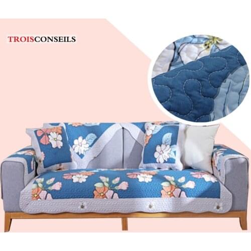 4 Season Sofa Cushion All Cotton Living Room Home Office Couch Towel Wave Edge Non Slip Couch Cape Cushion Cover