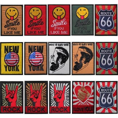 Embroidered 3D Cloth Stickers Badge Smile Face Patch New York American Style Tactical Military Badge Rock Me Backpack Patches