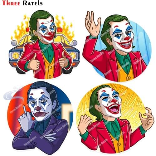 Three Ratels B266 Funny Anime Cartoon Big Thejoker Clown For Fuel Tank Cap Bumper Decoration Waterproof Material Decals