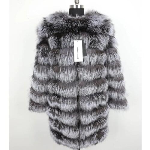 Maomaokong Real Fox Fur Women Slim Winter Vest Natural Fox Fur Jacket Coat Fashion Warm Natural Fur Park long Coat Womens jacke