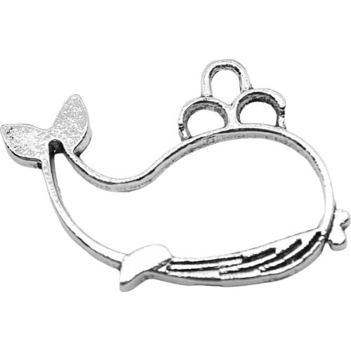 10pcs Antique Silver Color 19x28mm Hollow Whale Charms Pendant For Jewelry Making Diy Jewelry Findings