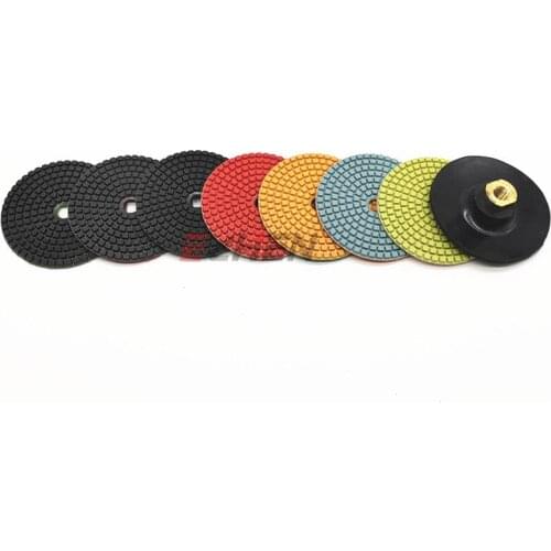 100mm resin 7 step pads Diamond Flexible Polishing Pads for all stones and quartz ,abrasive tools Polishing discs hand polisher