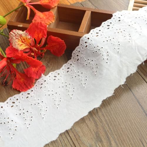 2 Yards10cm embroidered Cotton lace Sewing Accessories craft Handmade for clothing bag wedding Decoration