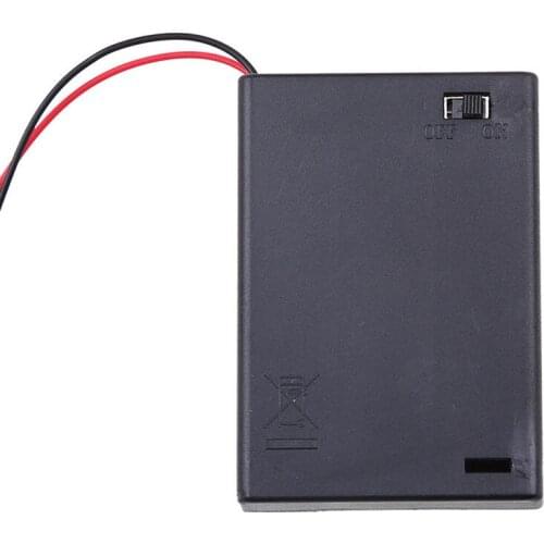 3 AA Cells Battery 4.5V Holder Box Case with Cover ON/OFF Switch Wire Lead 200pcs/lot