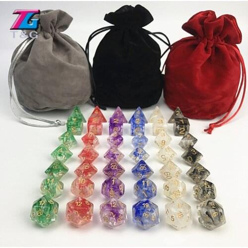 42pcs/bag New Dice Polyhedral Nebula of 6 color set for DnD Game plus POUCH BAG d4 d6 d8 d10 d12 d20 dice Gift Toy