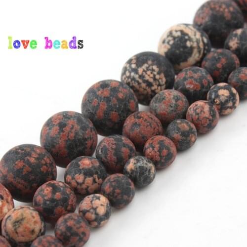 6/8/10/12mm Natural Matte Red Snowflake Obsidian Beads Loose Round Stone Beads for Jewelry Bracelet Making DIY Accessories 15