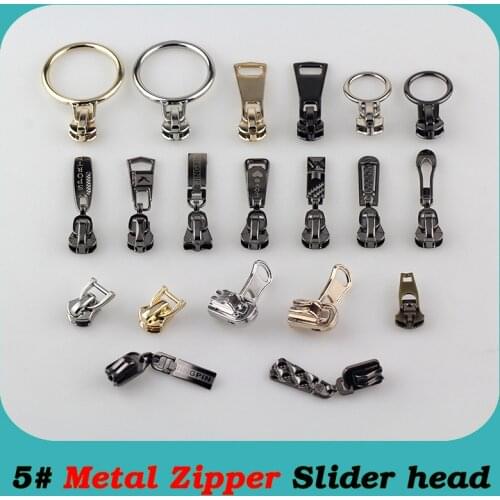 6pcs 5# for metal instant zipper pulls head cord replacement slider accessories