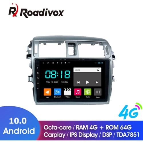 9" Android 10.0 RAM 4G ROM 64G for Toyota Corolla 2007-2010 Car Dvd Gps Navigation Radio Multimedia Player Stereo Head Unit