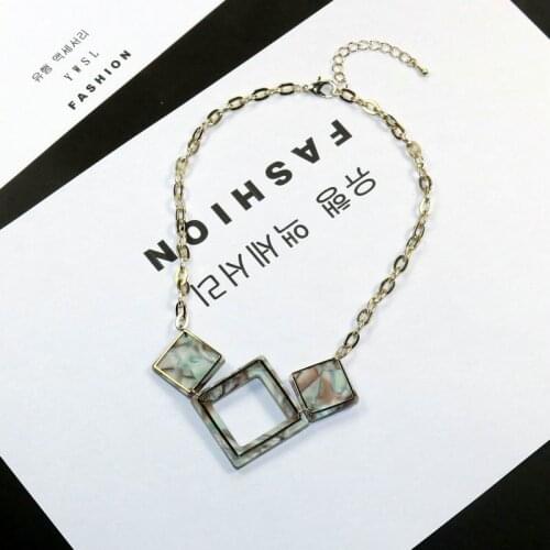 Acrílico azul resina encantos colgante collares para mujeres largo cadena de oro collares hecho a mano joyería de moda Vintage