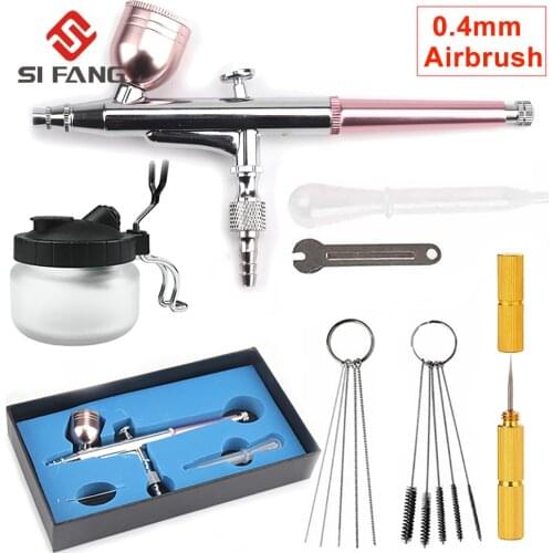 0.4mm Dual-Action Airbrush Spray Gun Airbrush Kit for Makeup Nail Paint Tattoo Body Car Decoration Cleaning Tool