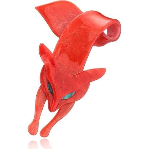 APSVO Acrylic Cute Fox Brooches Pins for Women Vivid Animal Brooch Acetate Fiber Halloween Christmas party Gifts Costume Jewelry