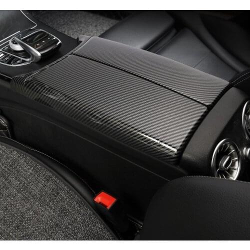 Carbon Fiber Car Storage Box Panel Cover Armrest Box Panel for Mercedes Benz C Class W205 GLC X253 Center Console Covers Decorat