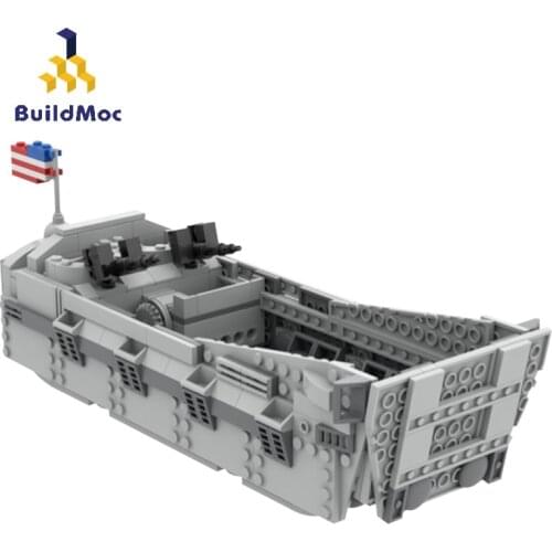 BuildMoc WW2 Arm Ship Landing Craft-Higgins Building Blocks MOC Military Yacht Battleship Model Bricks Toys For Children Gifts
