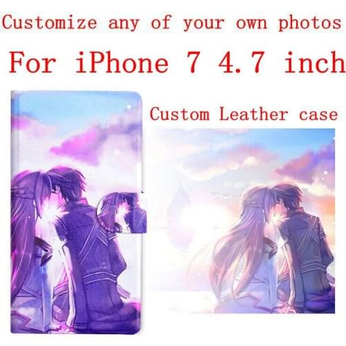 DIY Phone bag Personalized custom photo Picture flip PU leather case cover for iPhone 7 4.7 inch