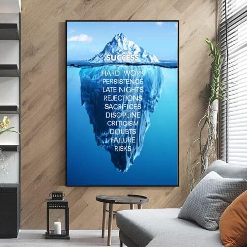 DDHH Iceberg of Success Canvas Poster Landscape Motivational Canvas Wall Art Nordic Print Wall Picture For Living Room Modern