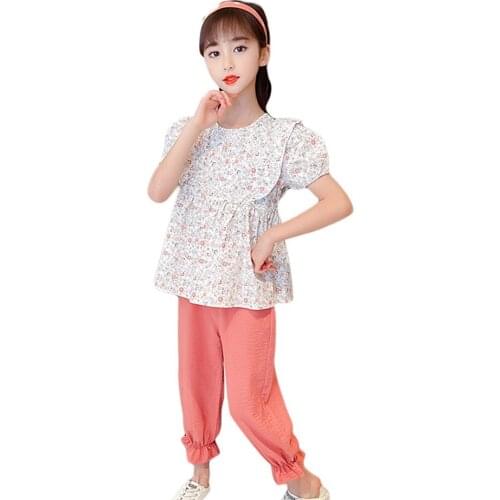 Children Clothes Floral Tshirt + Short Girls Clothing Summer Tracksuit For Girl Casual Style Childrens Clothes Girls