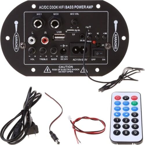 Home Power Amplifier Board Support SD/TF USB Bluetooth FM Radio Player 12V 24V 220V AC/DC D3OK HIFI Bass Power AMP