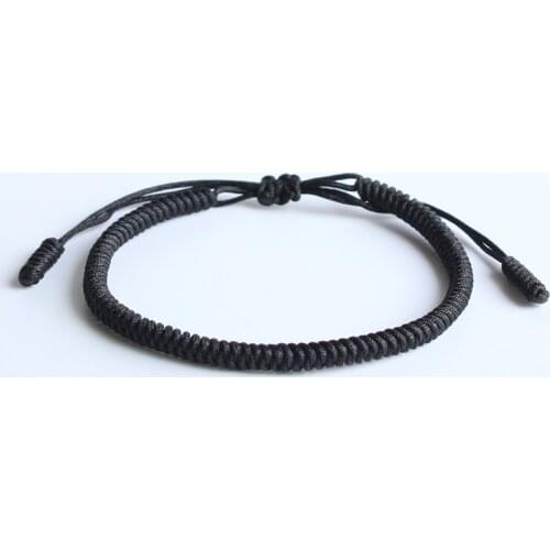 Eastisan 2019 Pure Black Tibetan Buddhist Lama Braided Knots Lucky Rope Bracelet For Man Women Size Adjustable Handmade