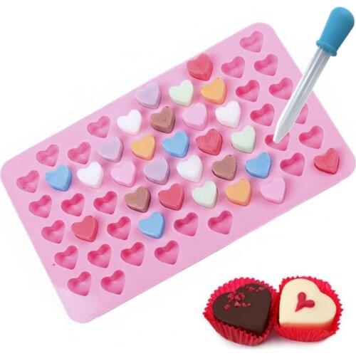 DIY Heart Shaped 3D Silicon Chocolate Jelly Candy Cake Bakeware Mold 55 Holes Pastry Bar Ice Block Soap Mould Baking Tools