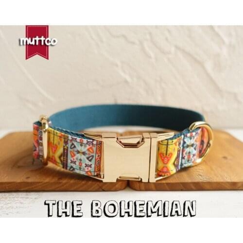 MUTTCO retailing handmade timeproof bow tie THE BOHEMIAN creative ethnic style dog collars and leashes 5 sizes UDC050J