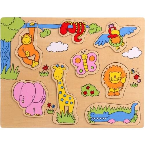 Jigsaw Puzzle Kids Toys Montessori Materials Animals Clever Board Baby Learning 3D Puzzles Educational Wooden Toys For Children